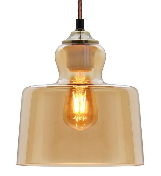 Modern Vintage Gold Glass Pendant Light Lamp - Energy Light Bulbs - Free delivery on all orders