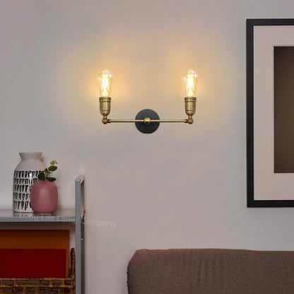 Modern Vintage Industrial Antique Brass Adjustable Double Arm Wall Light Lamp - Energy Light Bulbs - Free delivery on all orders