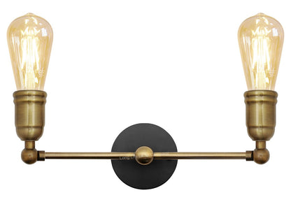 Modern Vintage Industrial Antique Brass Adjustable Double Arm Wall Light Lamp - Energy Light Bulbs - Free delivery on all orders