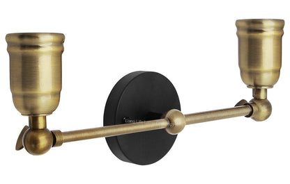 Modern Vintage Industrial Antique Brass Adjustable Double Arm Wall Light Lamp - Energy Light Bulbs - Free delivery on all orders