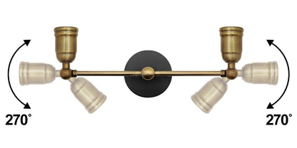 Modern Vintage Industrial Antique Brass Adjustable Double Arm Wall Light Lamp - Energy Light Bulbs - Free delivery on all orders