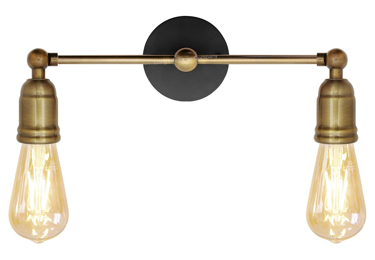 Modern Vintage Industrial Antique Brass Adjustable Double Arm Wall Light Lamp - Energy Light Bulbs - Free delivery on all orders
