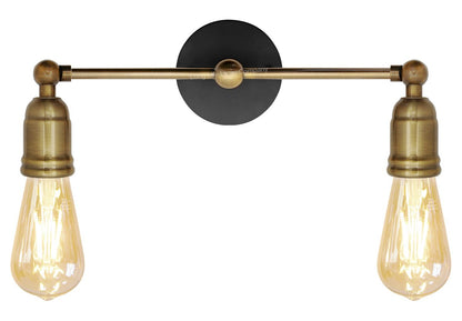 Modern Vintage Industrial Antique Brass Adjustable Double Arm Wall Light Lamp - Energy Light Bulbs - Free delivery on all orders