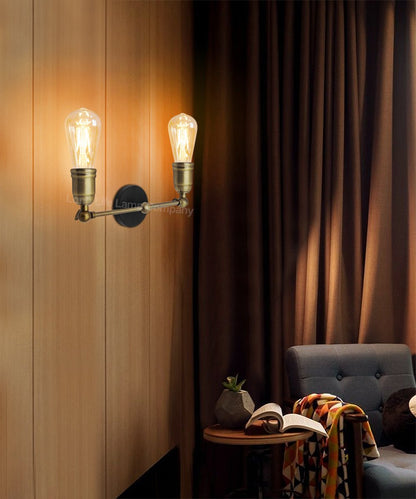 Modern Vintage Industrial Antique Brass Adjustable Double Arm Wall Light Lamp - Energy Light Bulbs - Free delivery on all orders