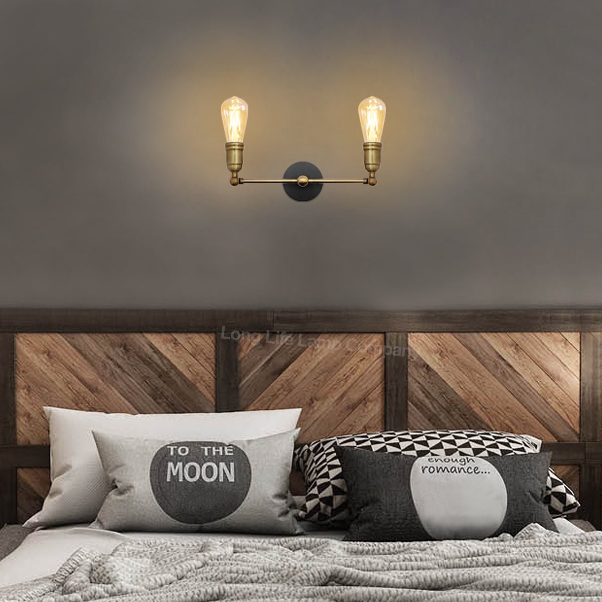 Modern Vintage Industrial Antique Brass Adjustable Double Arm Wall Light Lamp - Energy Light Bulbs - Free delivery on all orders