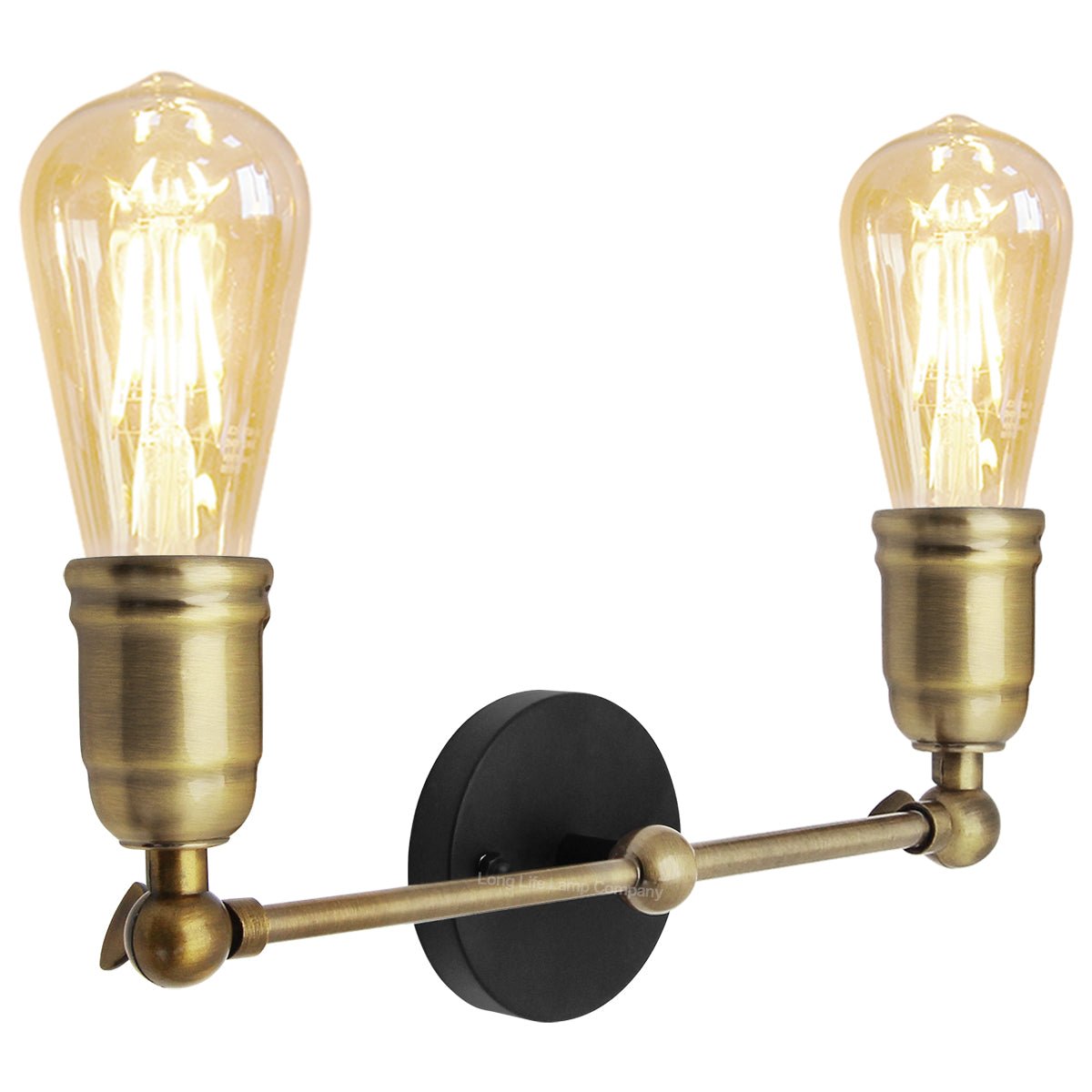 Modern Vintage Industrial Antique Brass Adjustable Double Arm Wall Light Lamp - Energy Light Bulbs - Free delivery on all orders