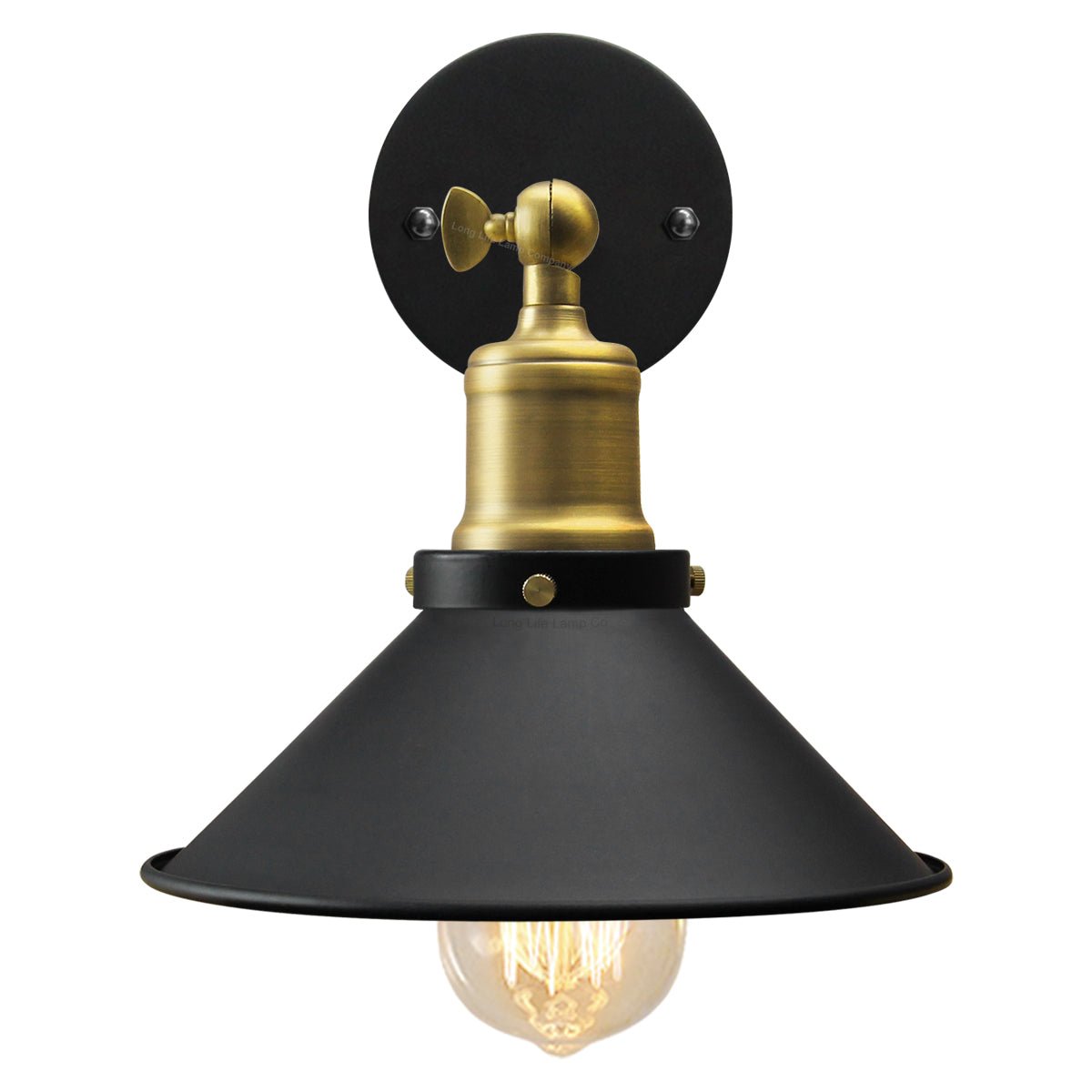 Modern Vintage Industrial Antique Brass Black Scone Wall Light Lamp Shade - Energy Light Bulbs - Free delivery on all orders