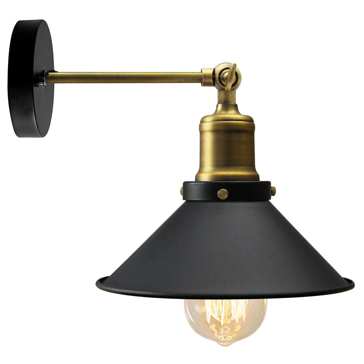 Modern Vintage Industrial Antique Brass Black Scone Wall Light Lamp Shade - Energy Light Bulbs - Free delivery on all orders