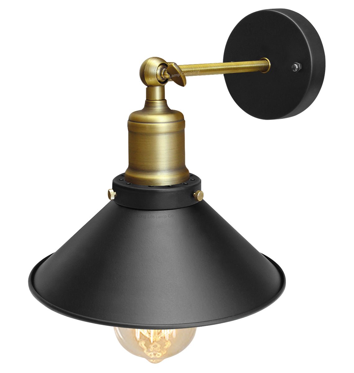 Modern Vintage Industrial Antique Brass Black Scone Wall Light Lamp Shade - Energy Light Bulbs - Free delivery on all orders