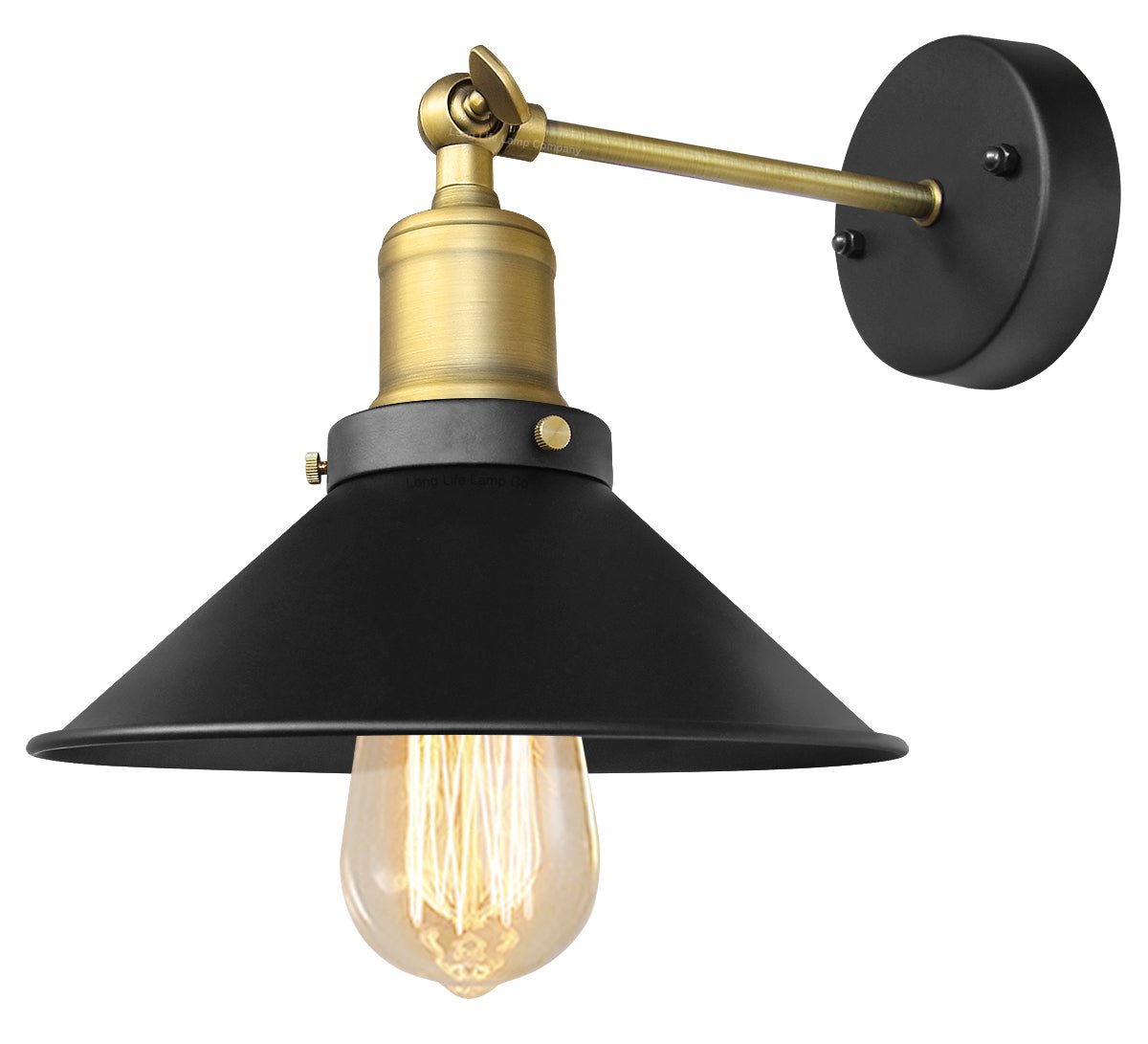 Modern Vintage Industrial Antique Brass Black Scone Wall Light Lamp Shade - Energy Light Bulbs - Free delivery on all orders