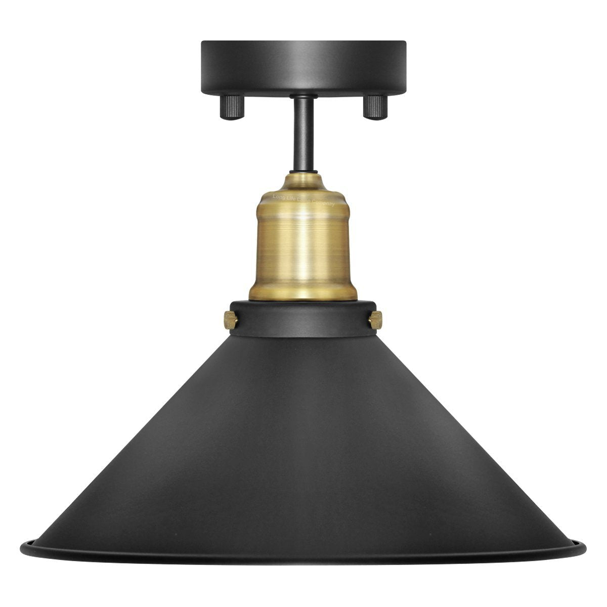 Modern Vintage Industrial Flush Mount Brass Black Scone Ceiling Light Shade - Energy Light Bulbs - Free delivery on all orders