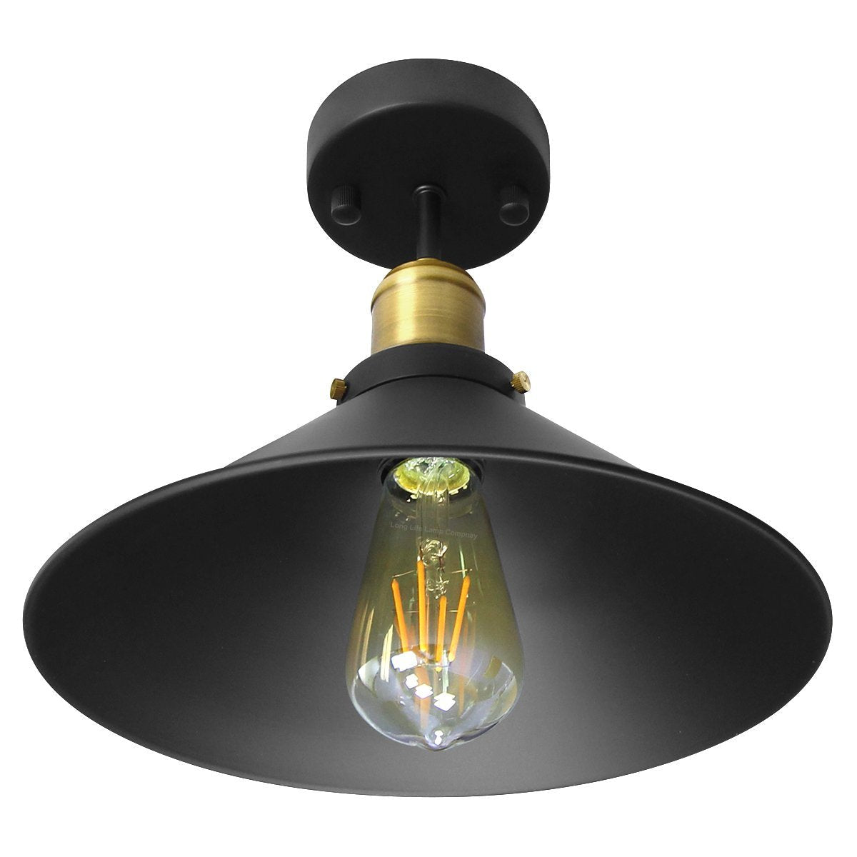 Modern Vintage Industrial Flush Mount Brass Black Scone Ceiling Light Shade - Energy Light Bulbs - Free delivery on all orders