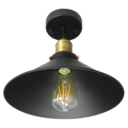 Modern Vintage Industrial Flush Mount Brass Black Scone Ceiling Light Shade - Energy Light Bulbs - Free delivery on all orders