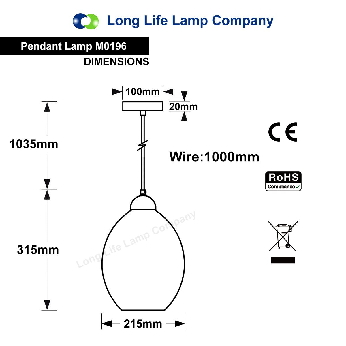 Modern Vintage Oval Glass Ceiling Pendant Light M0196 - Energy Light Bulbs - Free delivery on all orders