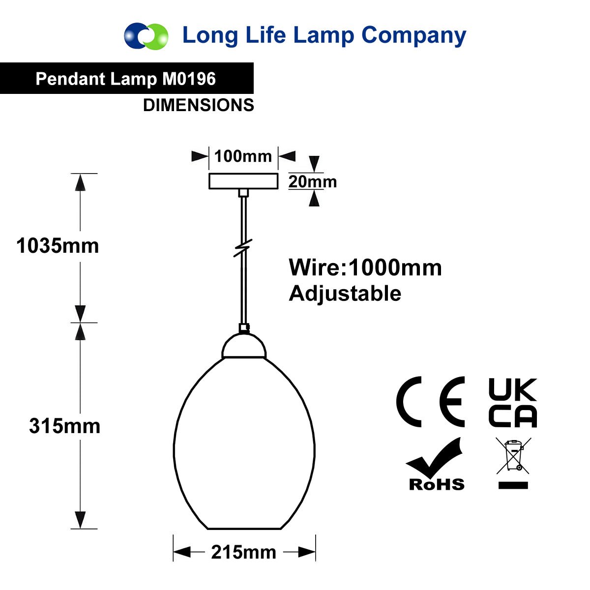 Modern Vintage Oval Glass Ceiling Pendant Light M0196 - Free delivery on all orders