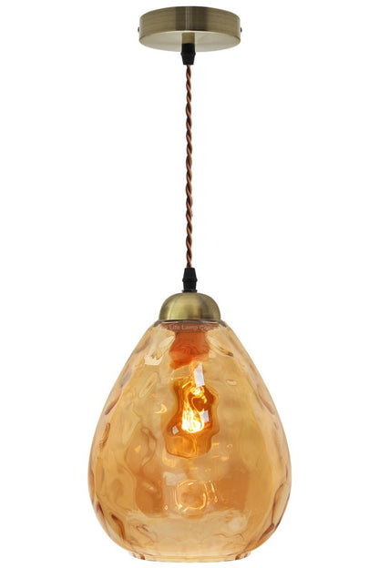 Modern Vintage Smoked Teardrop Gold Glass Ceiling Pendant Lamp - Energy Light Bulbs - Free delivery on all orders