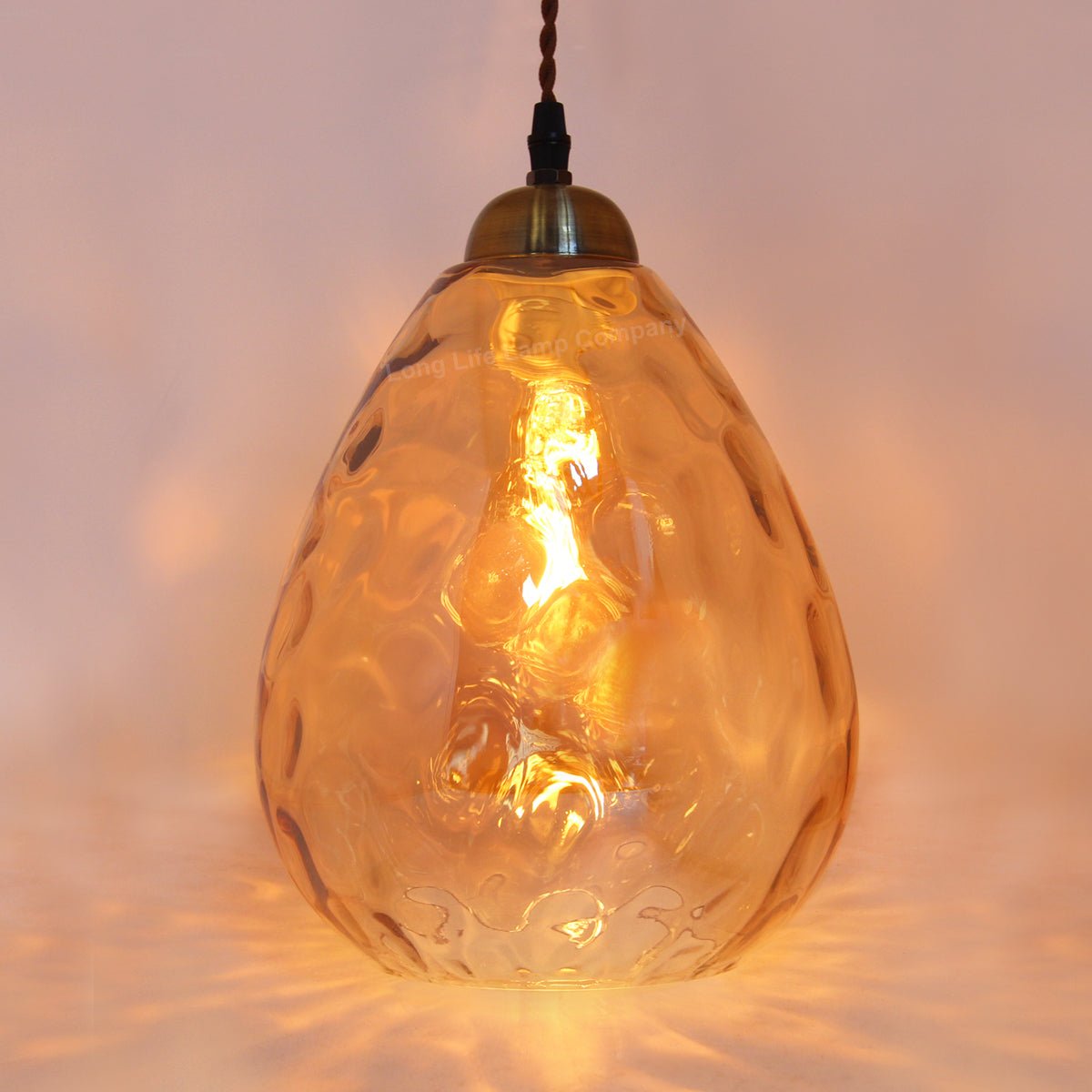 Modern Vintage Smoked Teardrop Gold Glass Ceiling Pendant Lamp - Energy Light Bulbs - Free delivery on all orders