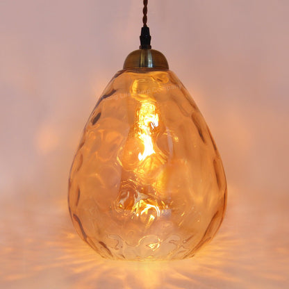 Modern Vintage Smoked Teardrop Gold Glass Ceiling Pendant Lamp - Energy Light Bulbs - Free delivery on all orders