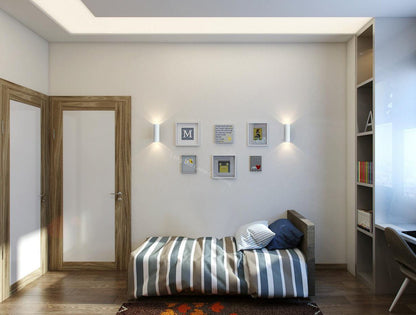 Modern White Ceramic Up & Down Contemporary Indoor Wall Light Lamp - Energy Light Bulbs - Free delivery on all orders