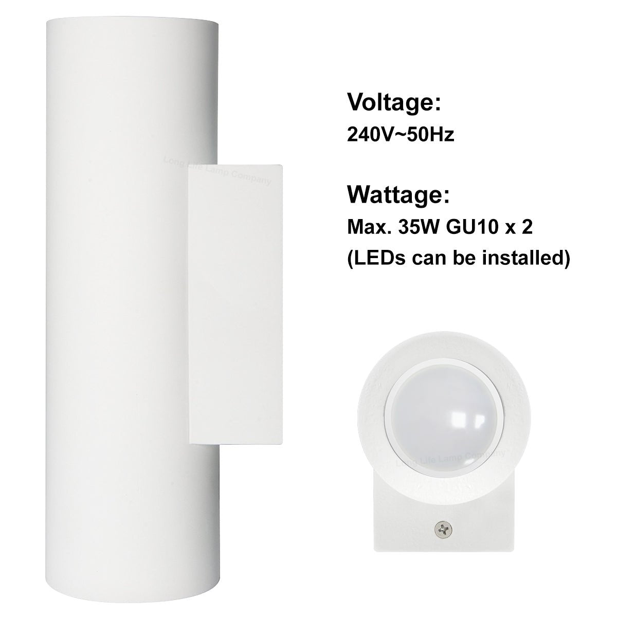 Modern White Ceramic Up & Down Contemporary Indoor Wall Light Lamp - Energy Light Bulbs - Free delivery on all orders
