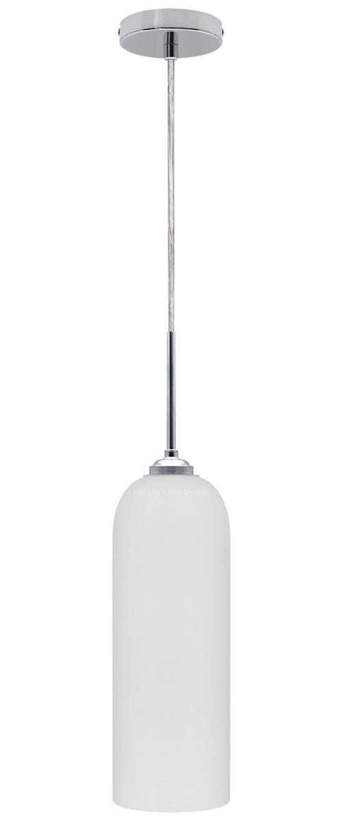 Modern White Frosted Glass Ceiling Pendant Light Tubular Lamp Shade - Energy Light Bulbs - Free delivery on all orders