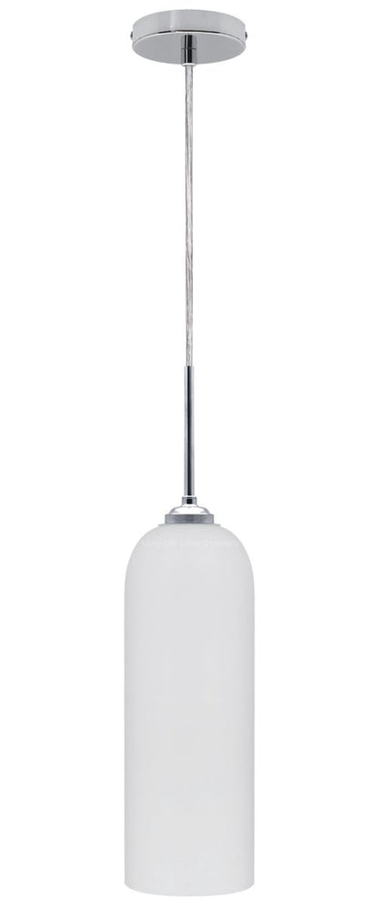 Modern White Frosted Glass Ceiling Pendant Light Tubular Lamp Shade - Energy Light Bulbs - Free delivery on all orders