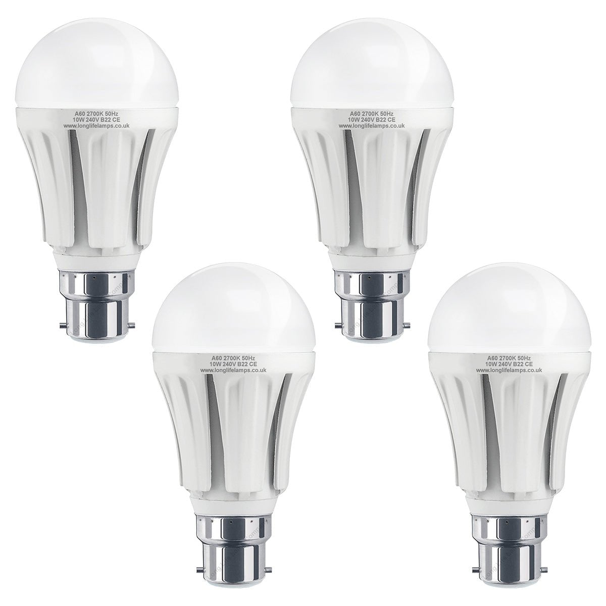 Multipack 10w B22 Bayonet Cap LED Light Bulb GLS A60 800 Lumens Warm White - Energy Light Bulbs - Free delivery on all orders