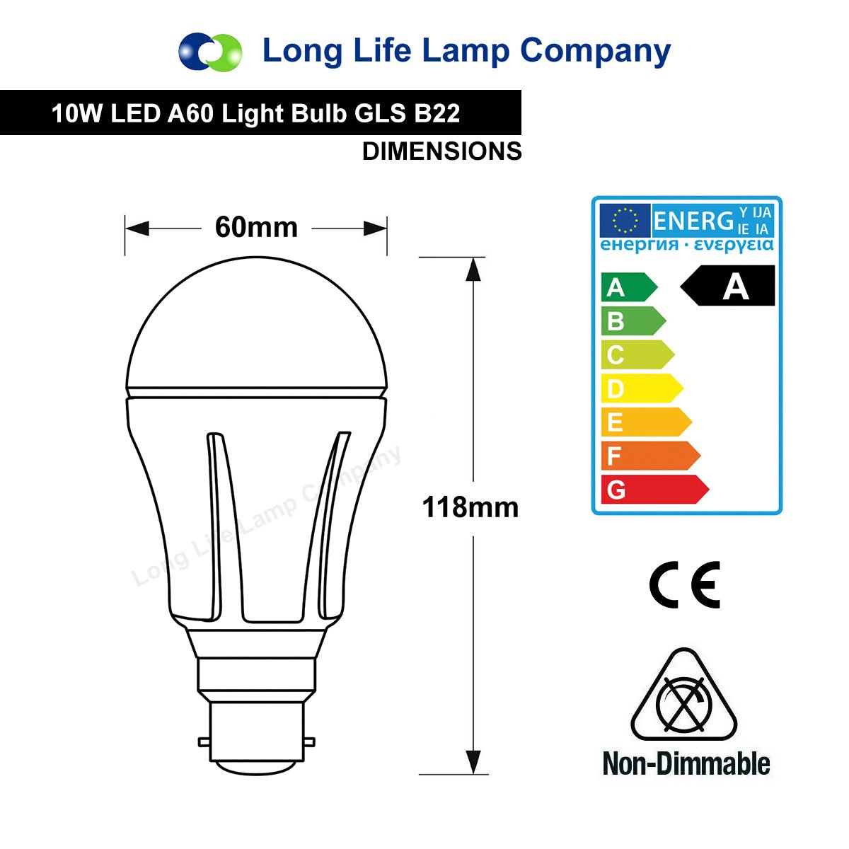 Multipack 10w B22 Bayonet Cap LED Light Bulb GLS A60 800 Lumens Warm White - Energy Light Bulbs - Free delivery on all orders