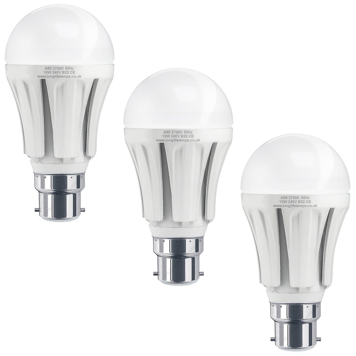 Multipack 10w B22 Bayonet Cap LED Light Bulb GLS A60 800 Lumens Warm White - Energy Light Bulbs - Free delivery on all orders