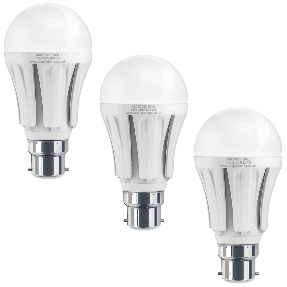 Multipack 10w B22 Bayonet Cap LED Light Bulb GLS A60 800 Lumens Warm W