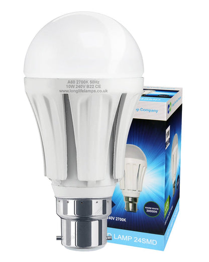 Multipack 10w B22 Bayonet Cap LED Light Bulb GLS A60 800 Lumens Warm White - Energy Light Bulbs - Free delivery on all orders