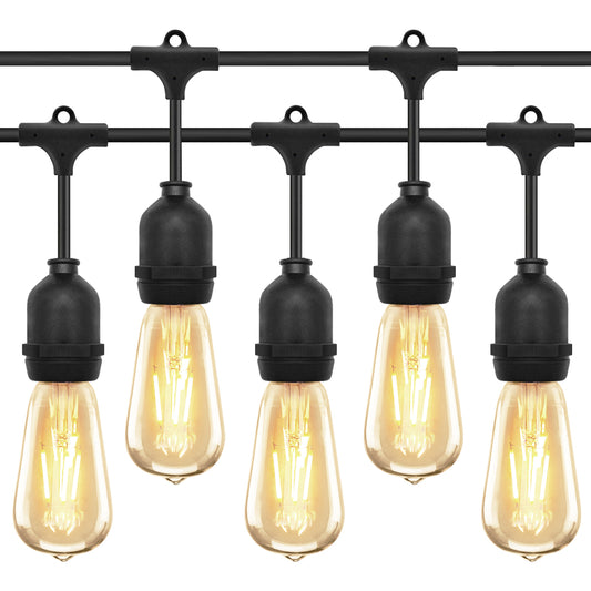 10 metre Outdoor String Light Bulb Holders 10 Lamp Weatherproof Festoon Light Fittings 