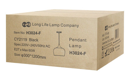 Nordic Modern Black Ceiling Pendant Light Metal Lamp Shade Wood Effect Detail - Energy Light Bulbs - Free delivery on all orders