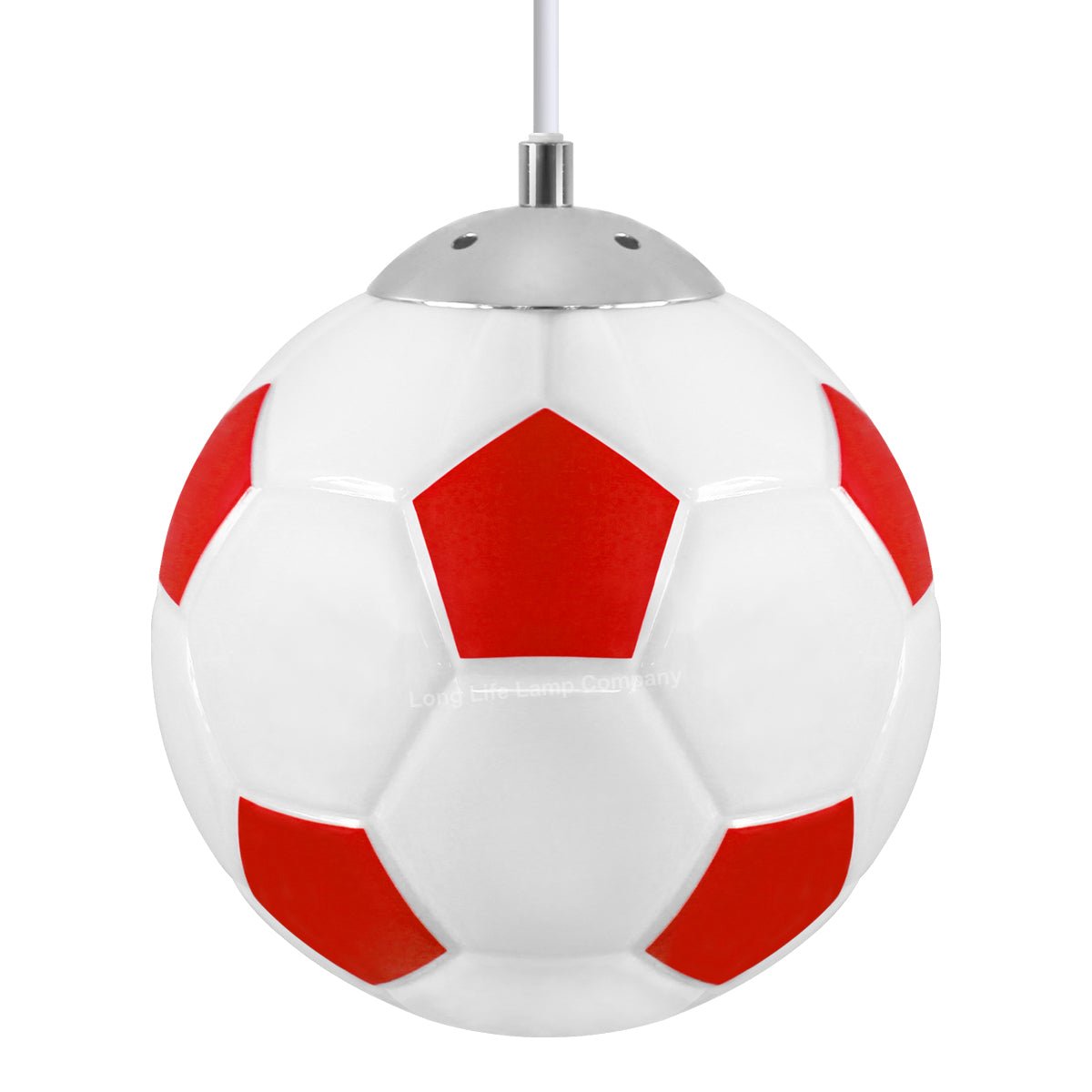 Novelty Football Ceiling Light Shade Pendant Red and White E27 - Energy Light Bulbs - Free delivery on all orders