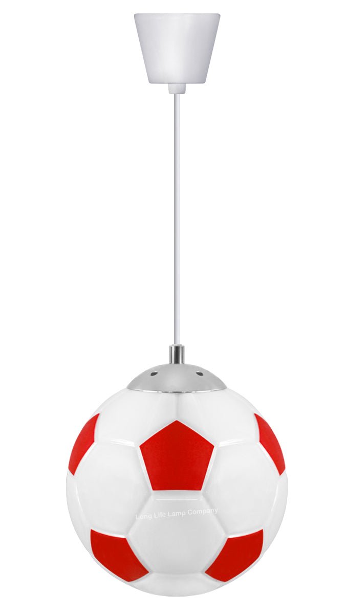 Novelty Football Ceiling Light Shade Pendant Red and White E27 - Energy Light Bulbs - Free delivery on all orders