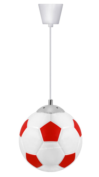 Novelty Football Ceiling Light Shade Pendant Red and White E27 - Energy Light Bulbs - Free delivery on all orders