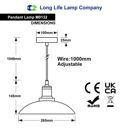 Old Factory Industrial Vintage Ceiling Pendant Light Black Metal Lamp shade M0132 - Free delivery on all orders