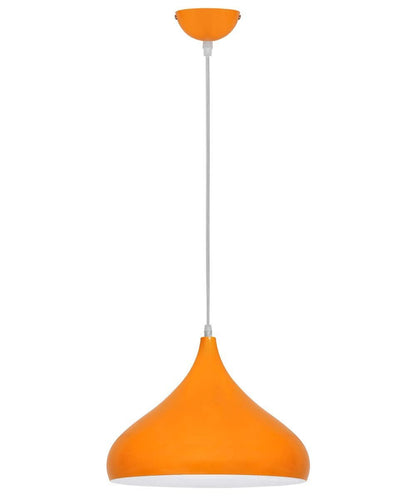 Orange Lamp Shade Ceiling Pendant Light Metal Dome Gloss Finish - Energy Light Bulbs - Free delivery on all orders