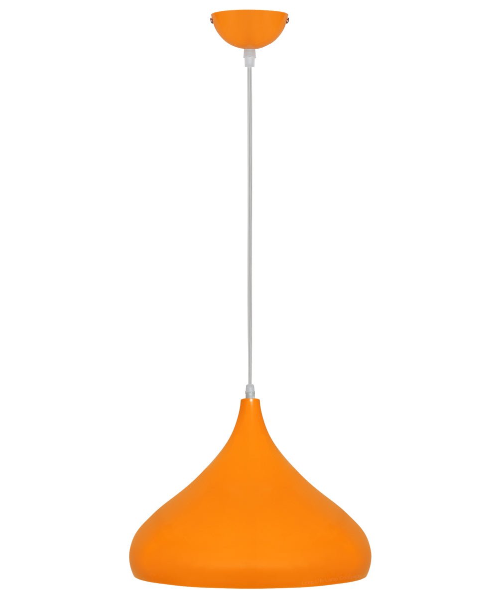 Orange Lamp Shade Ceiling Pendant Light Metal Dome Gloss Finish - Energy Light Bulbs - Free delivery on all orders