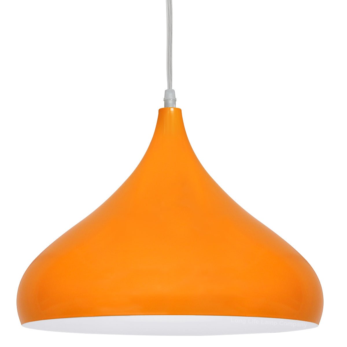Orange Lamp Shade Ceiling Pendant Light Metal Dome Gloss Finish - Energy Light Bulbs - Free delivery on all orders