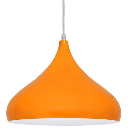 Orange Lamp Shade Ceiling Pendant Light Metal Dome Gloss Finish - Energy Light Bulbs - Free delivery on all orders