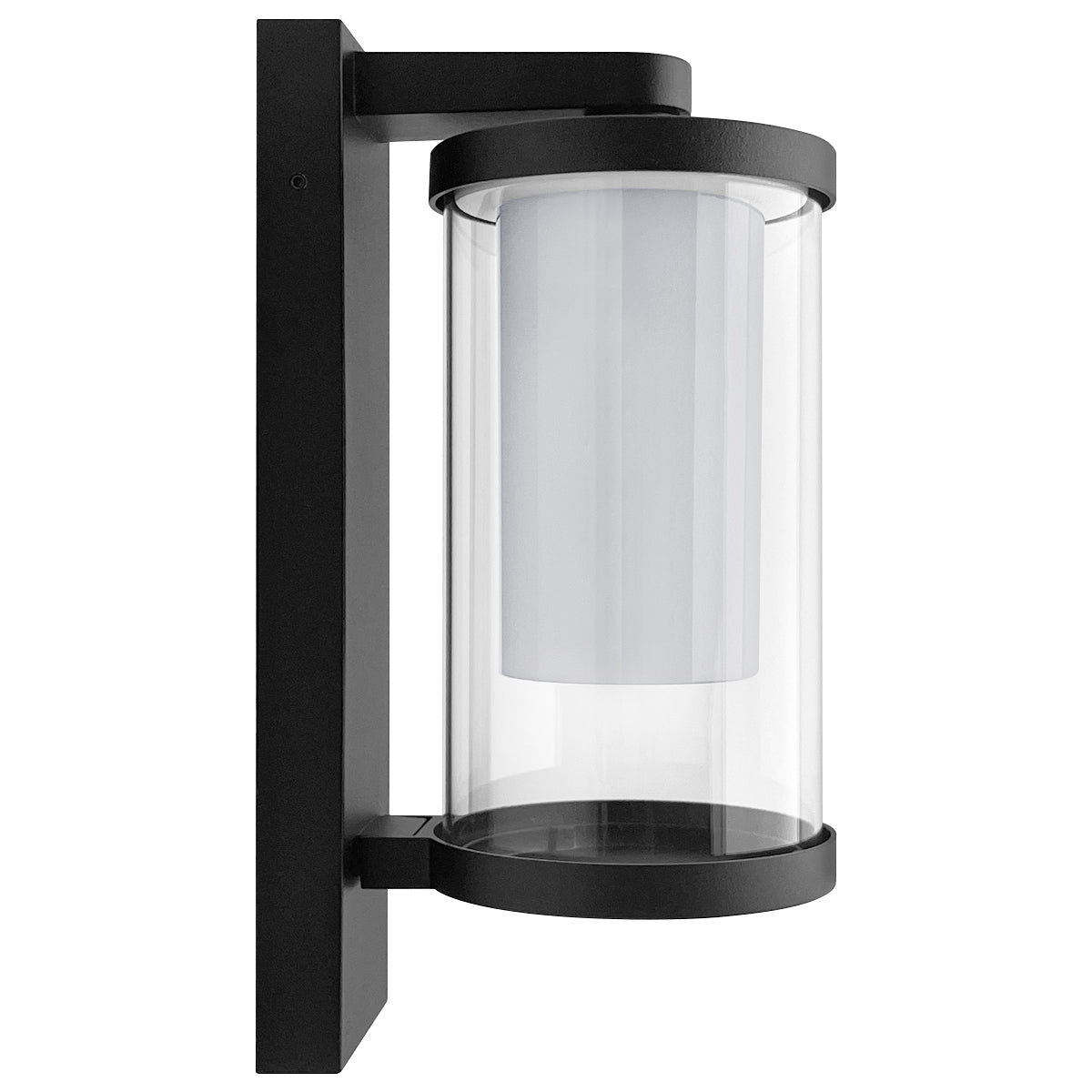 Outdoor Black Cylindrical Wall Light Lantern Glass Lamp Shade Frosted Diffuser with 4w LED Warm - Energy Light Bulbs - Free delivery on all orders