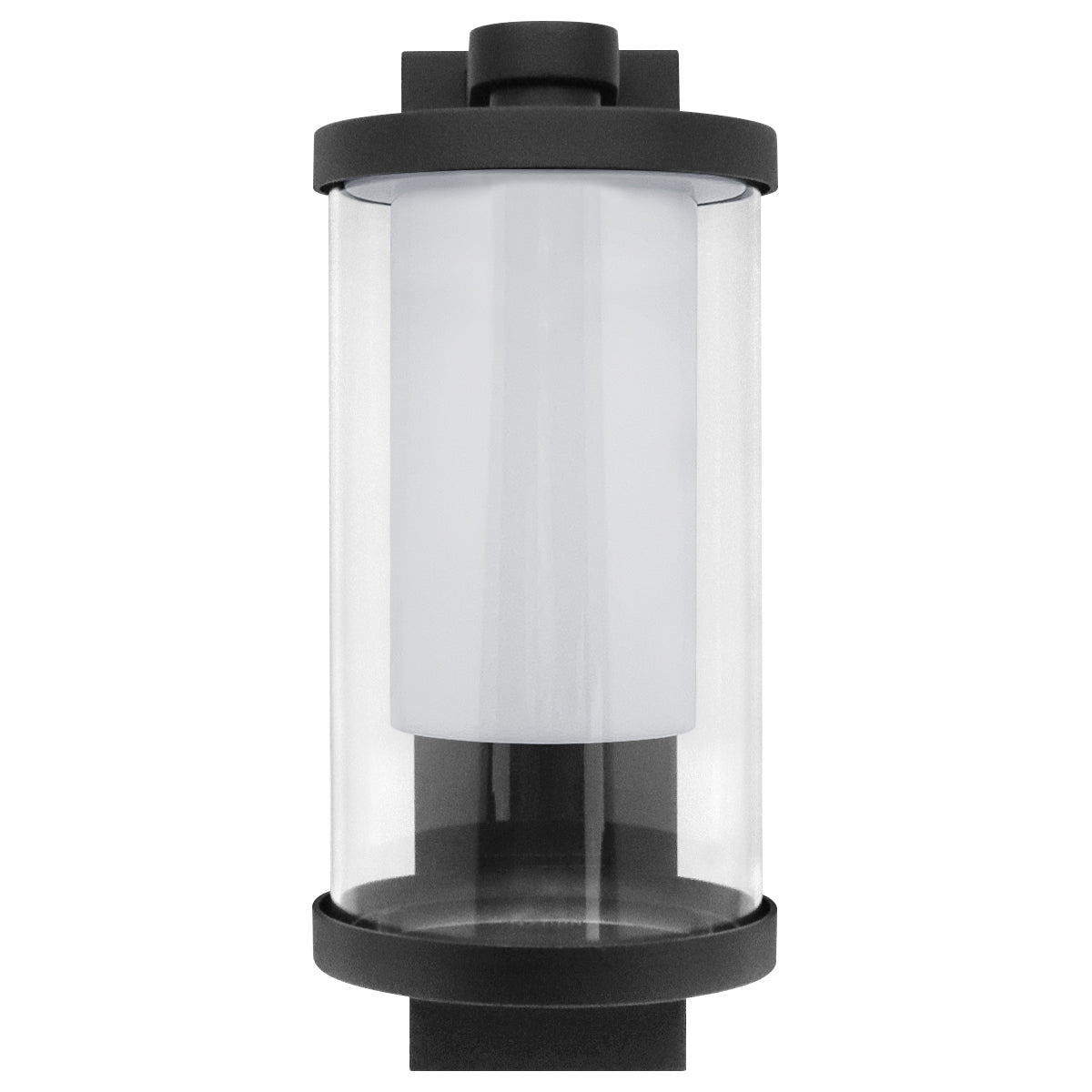 Outdoor Black Cylindrical Wall Light Lantern Glass Lamp Shade Frosted Diffuser with 4w LED Warm - Energy Light Bulbs - Free delivery on all orders