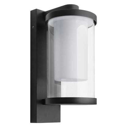 Outdoor Black Cylindrical Wall Light Lantern Glass Lamp Shade Frosted Diffuser with 4w LED Warm - Energy Light Bulbs - Free delivery on all orders