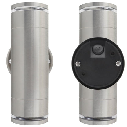 Outdoor Cylindrical Garden Wall Light Up Down IP65 Stainless Steel with LED GU10 5w Warm - Energy Light Bulbs - Free delivery on all orders