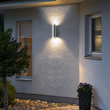 Outdoor Cylindrical Garden Wall Light Up Down IP65 Stainless Steel with LED GU10 5w Warm - Energy Light Bulbs - Free delivery on all orders