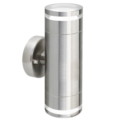 Outdoor Cylindrical Garden Wall Light Up Down IP65 Stainless Steel with LED GU10 5w Warm - Energy Light Bulbs - Free delivery on all orders