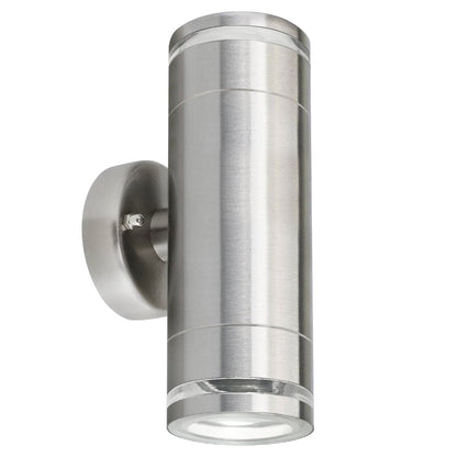 Outdoor Cylindrical Garden Wall Light Up Down IP65 Stainless Steel with LED GU10 5w Warm - Energy Light Bulbs - Free delivery on all orders