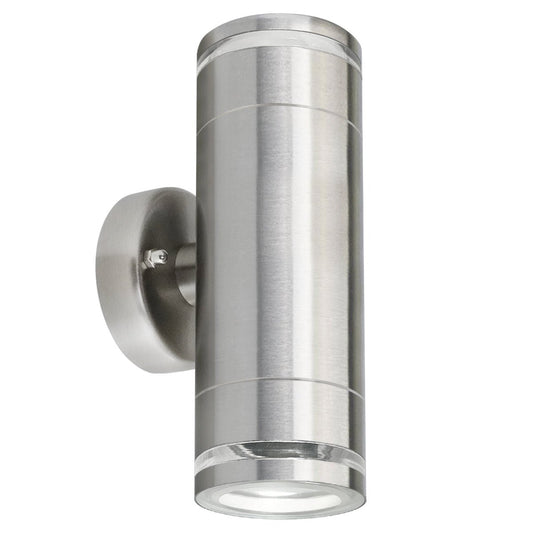Outdoor Cylindrical Garden Wall Light Up Down IP65 Stainless Steel with LED GU10 5w Warm - Energy Light Bulbs - Free delivery on all orders