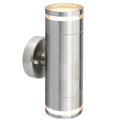 Outdoor Cylindrical Garden Wall Light Up Down IP65 Stainless Steel with LED GU10 5w Warm - Energy Light Bulbs - Free delivery on all orders